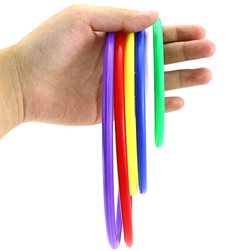 Faxco 24 Pcs Plastic Toss Rings Set(3 Sizes),Multicolor Ring Toss Game Set for Indoor Outdoor Speed and Agility Practice Training Games