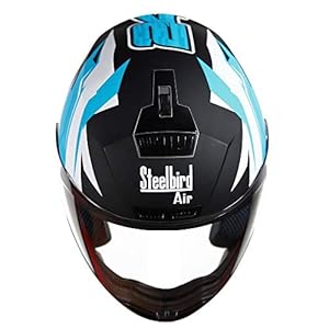 Steelbird SBA-1 Mean Machine Glossy/Black/Blue and Green Clear Visor 600mm