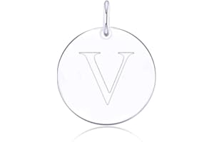 LGSY 925 Sterling Silver Mini Initial Disc Round Charm Pendant for Women Jewelry