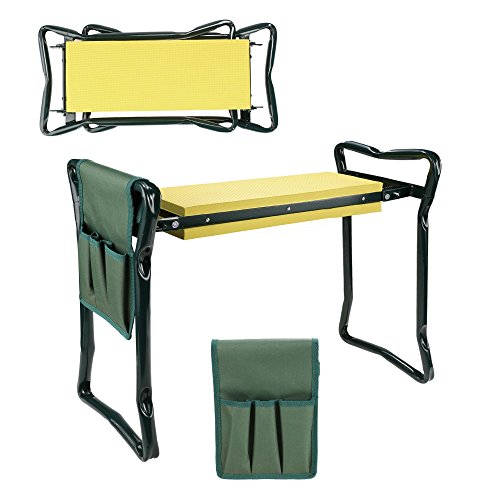 Elever Home Garden Kneeler, Folding EVA Foam Padding Seat Outdoor Lawn Bench Chair Kneeler With Tool Pouch[US Stock] (Yellow) - Thumbnail 7