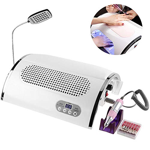 WODT 4 in 1 Multi-Functional Electric Nail Drill Machine Nail File Drill Pen Kit Nail Art Dust Suction Collector, 54W UV LED Nail Dryer Lamp Nail Gel