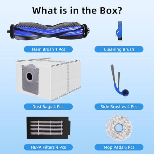 Replacement Accessories for ECOVACS Deebot T50 PRO OMNI Gen3, T50 OMNI Gen3 | T30e Omni Robot Vacuum Cleaner, 1 Main Brush, 4 Filters, 4 Side Brushes, 6 Mop Cloths, 4 Bags