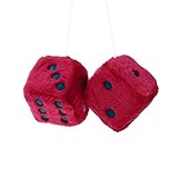 WINOMO 2.8 Inch Red Fuzzy Dice Auto Car Rearview Mirror Hanging Accessories for Car Decoration