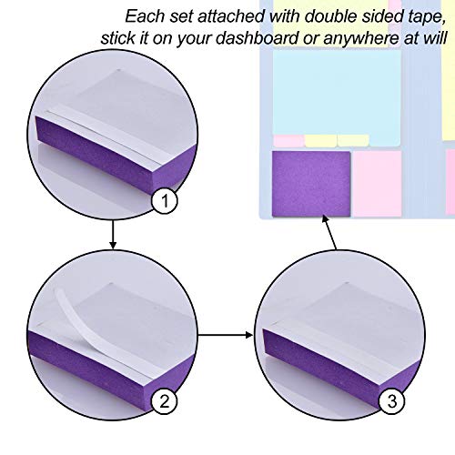 image for heartybay Middle Size Sticky Notes with Double Sided Tape, 6 Assorted 