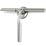 Neuleben Shower Windows Squeegee Brush, Stainless Steel Squeegee for Bathroom Door and Car Mirror Wiper,Window Glass Cleaning with Super Suction Cup Hook