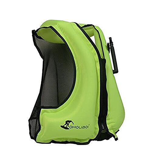 Kingswell Kids Inflatable Life Jacket Teens Swim Vest For Youth Weight Over 80-220lbs Portable Snorkel Vest Buoyancy Safety Aid Vest For Snorkeling, Diving, Swimming-Green - Thumbnail 6