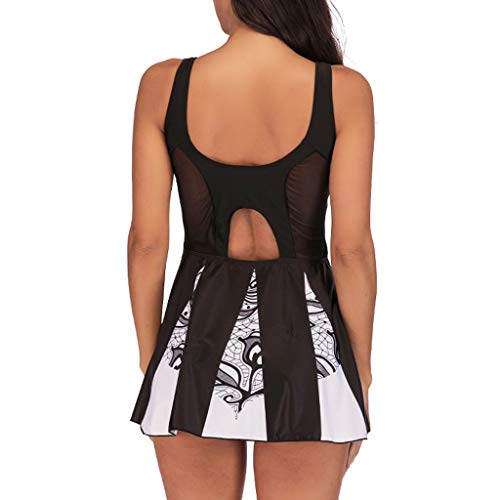 iYBUIA Tankini Plus Size Swimsuits for Women with Shorts Beachwear Padded Swimwear Black,White