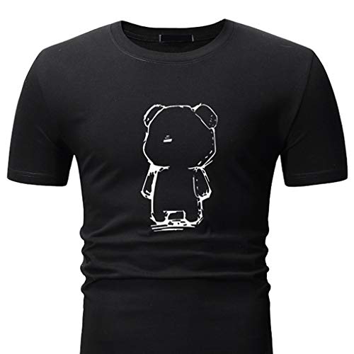 YKARITIANNA Fashion Men Casual Summer Print Short Sleeve O-Neck Tops Blouse T-Shirt Black