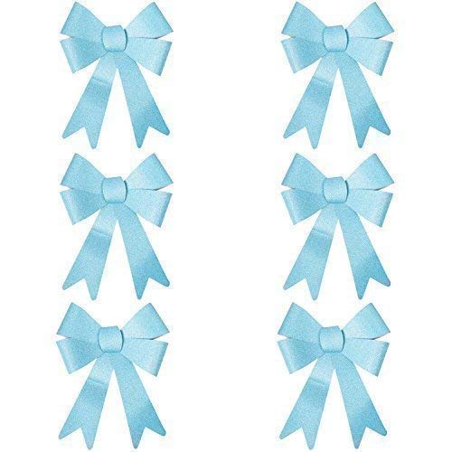 Robelli Christmas Glitter Bow Decorations - Pre-tied For Tree/Gifts/Table etc (6 Sml Turqoise)