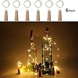 Anpro 6 Pack Wine Bottle Lights, Warm White Cork Lights String Lamp by 3A Battery Operated, for Christmas Party, DIY Decor Party and Wedding