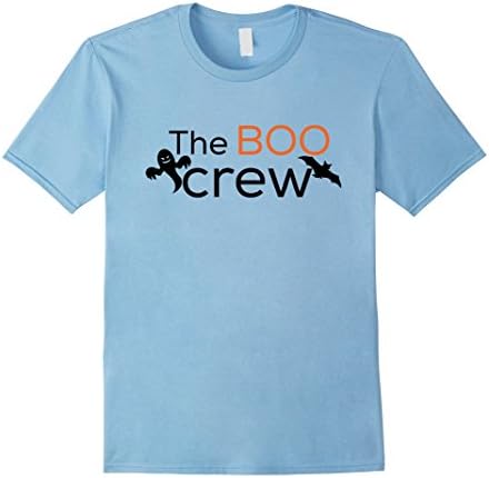 Mens Boo Crew Haunted House Staff Halloween T-Shirt Ghost Bat Large Baby Blue
