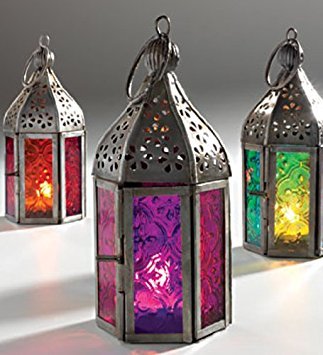 Moroccan and Indian Mini Frosted Glass Lantern Purple