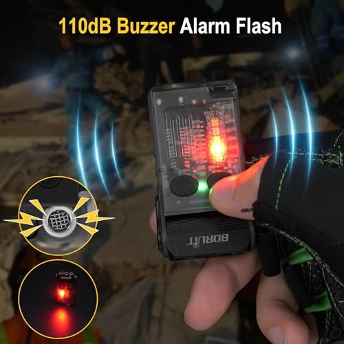 V20 Mini Lampe de Poche, Lampe Torche Rotatif à 180° avec UV 365nm, Alarme Buzzer 110dB, 1000 Lumen avec 13 Modes, IP67 étanche, pour le Camping la Randonnée(noir)