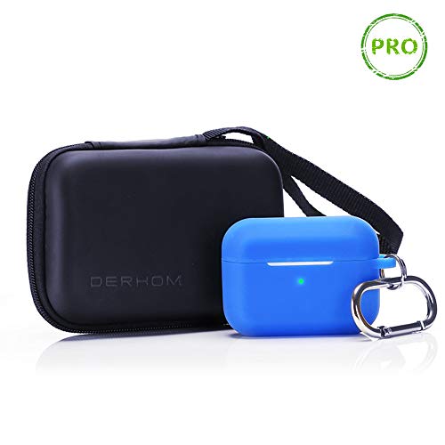 ZAHIUS Airpods Pro Silicone Case Skin Protective Cover Compatible for Apple Airpods Pro[Include Keychain&Headphone Accessories Box][Visible Front LED][Best Gift for Girls or Boys] (Dark Blue)