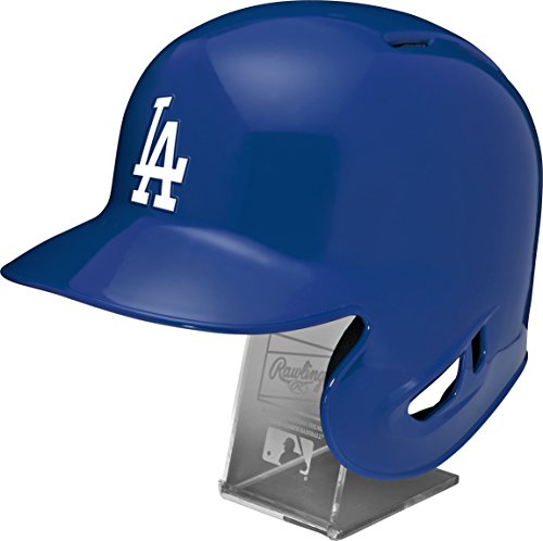 Rawlings MLB Los Angeles Dodgers Replica Batting Helmet with Engraved Stand, Official Size, Blue