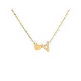 Tiny Gold Silver Love Heart Initial Necklace