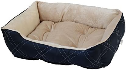 HappyCare Textiles HCT-REC-005 Diamond Quilted Reversible Bed/Cuddler, Medium Size, Navy Pet Habitat Bedding