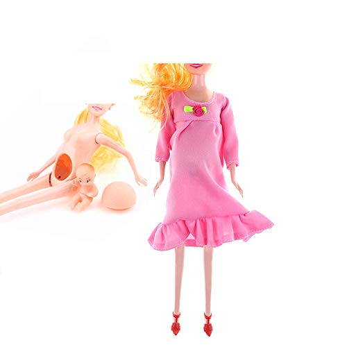 Supershopping Pregnant Doll Mom Doll with Removable Baby Best Friend Play for Girls Educational Toy (Pink)