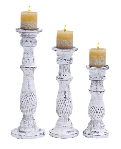 Deco 79 Wood Candle Stand, 18 by 15 by 12-Inch, Set of 3