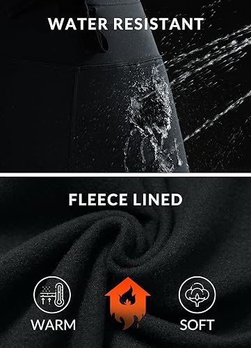 BALEAF WOMEN’S FLEECE LINED JOGGER PANTS HIKING WATER RESISTANT THERMAL HIGH WAIST CARGO POCKETS TRAVEL WINTER BLACK M