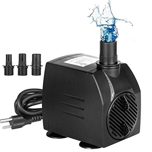 AsFrost 400GPH Submersible Water Pump, Fountain Pump with 8.2ft High Lift, Ultra Quiet 25W Outdoor Fountain Water Pump with 6.2ft Power Cord, 3 Nozzles for Aquarium, Fish Tank, Pond, Hydroponics - Thumbnail 7