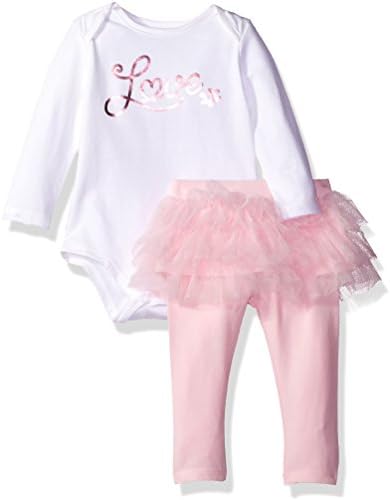 Quiltex Girls' 2 Piece Tutu Set, Love Pink, 12 MO