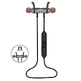 Acekool Bluetooth Headphones, Wireless Magnet Attraction In-Ear Earbuds Earphones Headset with Mic Microphone for Exercise (Cool Black)