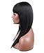 Kalyss Long Black Wigs with Hair Bangs for Women Silky Straight Heat Resistant Yaki Synthetic Hair Wigs (Black #2)