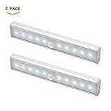 COSYZONE Wireless Motion Sensor Portable LED Night Light for Closet, Cabinet with 10 Super Bright LED Chips Rechargeable Lithium Battery and Magnetic Strip (2 packs)