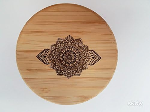 Organic Bamboo Salt Box, Salt Jar , Etched Bamboo Container With Magnetic Lid For Secure Storage (Chakra-2)