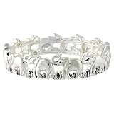 Heirloom Finds Beautiful Lucky Elephant Stretch Bracelet in Silver Tone