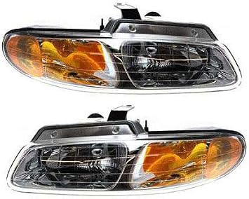 Amazon Com Headlight Set Compatible With 2000 Dodge Grand Caravan Chrysler Town And Country Left Driver And Right Passenger Side Halogen With Bulb S Automotive