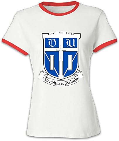 Short Sleeve Duke Univ Blue 100% Cotton Contrast Color T-shirt For Women Red L