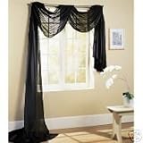 Linda Solid Sheer Voile Curtain, 60" wide x 216" Long Scarf Topper - Black