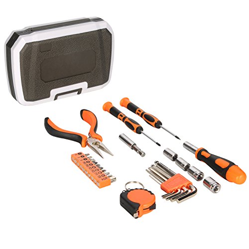 Langger 25-Piece Household Tool Kit with Screwdriver-General Hand Tool set with Plastic Toolbox Storage Case
