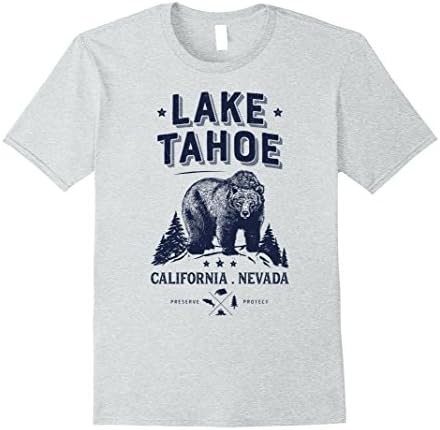 Mens Lake Tahoe California Nevada Vintage Bear T Shirt Men Women 2XL Heather Grey