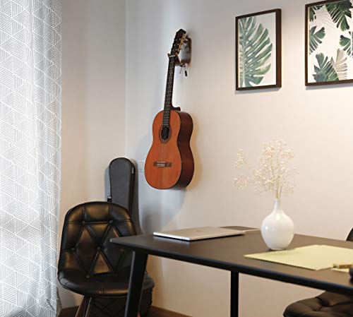 Plywood Guitar Wall Mount Holder with pick slot on top, Modern and unique Design Guitar Hanger for Bass Acoustic Electric Guitars Ukulele Folk Violin Mandolin Banjo Stand (Black Walnut)