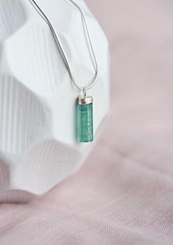 Raw Crystal Turquoise Tourmaline Pendant - Pretty Touramine Crystal Pendant - 925 Sterling Silver Crystal Pendant - Healing Stone Pendant - Gift for Her - Birthday Gift - Delicate Every Day Wearing