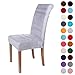 Colorxy Velvet Spandex Chair Covers for Dining Room Set of 4, Soft Stretch Chair Protectors Slipcovers, Removable and Washable, Light Grey