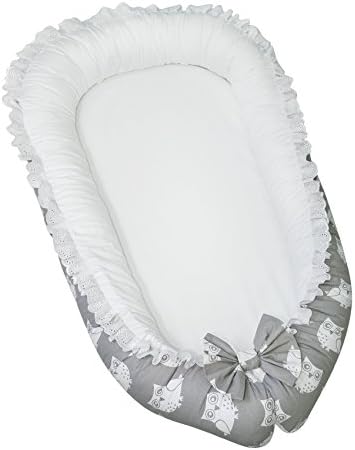 Lappi Baby GRAND Bassinet for Bed - Big Size Unisex Owls Baby Lounger - Breathable &amp; Hypoallergenic Co-Sleeping Baby Bed - 100% Cotton Portable Crib