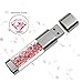 Techkey Jewelry Crystal USB Flash Drive for Girls, with 2 in 1 Anti Dust Plug + Stylus Pen for Touch Screens Set, Photo Frame Gift Packaging, 16GB, Sakura Pink