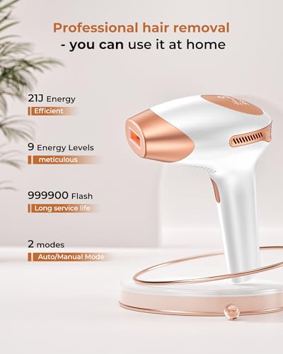 IPL Laser Hair Removal Device for Women and Men, Lazer Hair Remover for Painless Hair Removal, 9 Level, 999,900 Flash Light, At-Home Salon & Long Lasting Results for Face Bikini Line Armpits Body