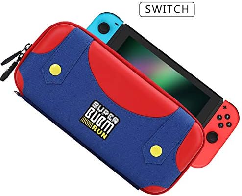 RQINW Carrying Case for Nintendo Switch,Nintendo Switch Case 10 Game Card Holders Designed and Large Accessories Pouch - Blue/Red