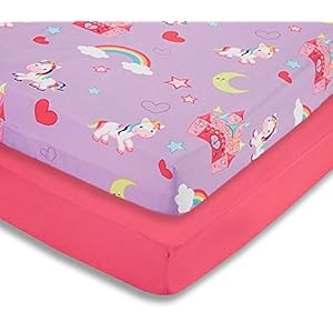 EVERYDAY KIDS 2 Pack Fitted Girls Crib Sheet, 100% Soft Breathable Microfiber, Baby Sheet, Fits Standard Size Crib…