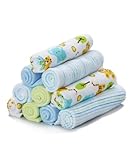 Spasilk 10 Pack Soft Terry Bath Washcloths  - Newborn Boy or Girl - Baby Shower Gift, Blue Tiger