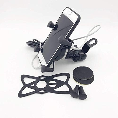 Anaaya X-Grip Bike Mobile Charger & Phone Holder Version 2 for All Bikes Scooters (5V-2A Black)