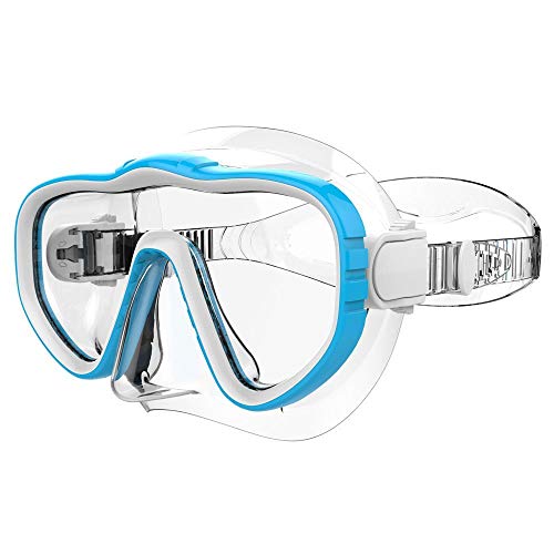 Kraken Aquatics Snorkel Dive Mask with Silicone Skirt and Strap for Scuba Diving, Snorkeling and Freediving | Blue - Thumbnail 5
