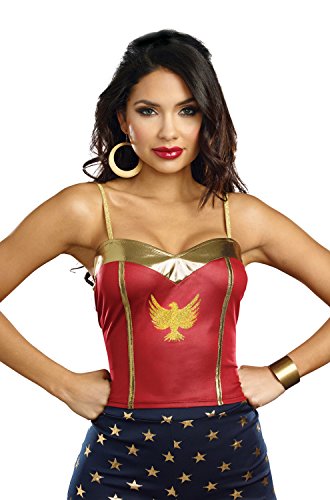 Justice Top Superhero Wonder League Red Gold Womens Sexy Costume Accessory