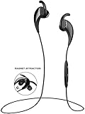 Bluetooth Headphones , Wireless Headphones Earbuds-Aumet Magnetic Sports Sweatproof , Lightweight Stereo Noise Cancelling In Ear Earphones Earpieces for Running,Gym,Workout with Built-in Mic-Black