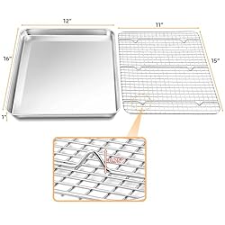 TeamFar Baking Sheet with Rack, 16 x 12 x 1 Inch